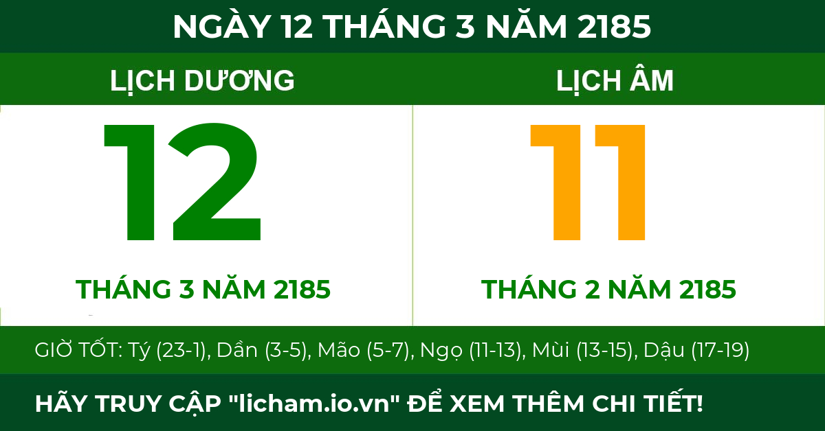 lịch âm ngày 12 tháng 3 năm 2185