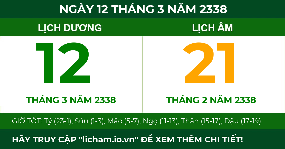 lịch âm ngày 12 tháng 3 năm 2338