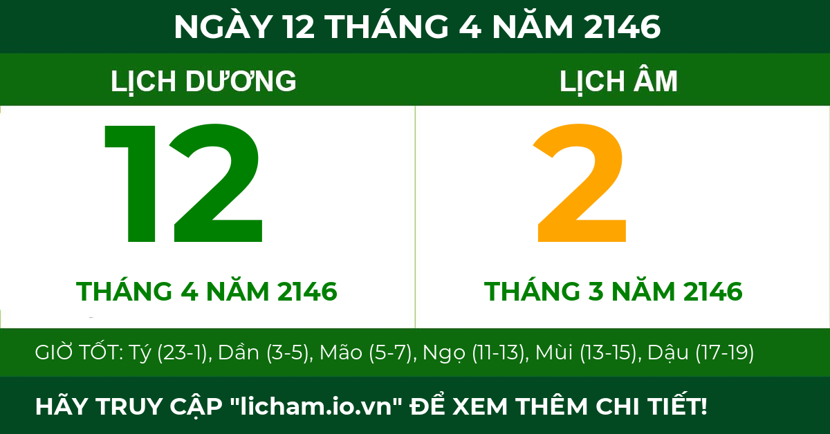 lịch âm ngày 12 tháng 4 năm 2146