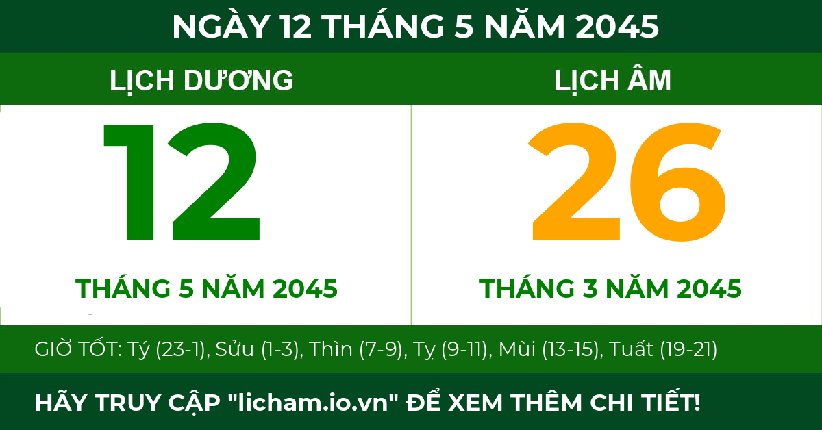 lịch âm ngày 12 tháng 5 năm 2045