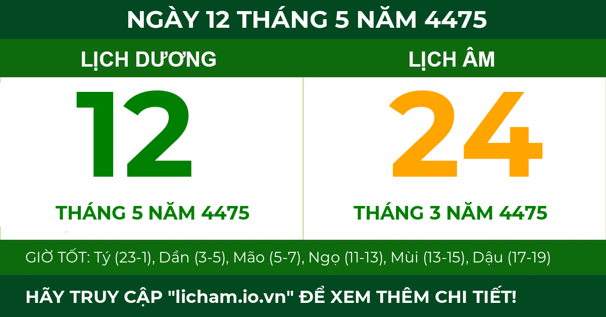 lịch âm ngày 12 tháng 5 năm 4475