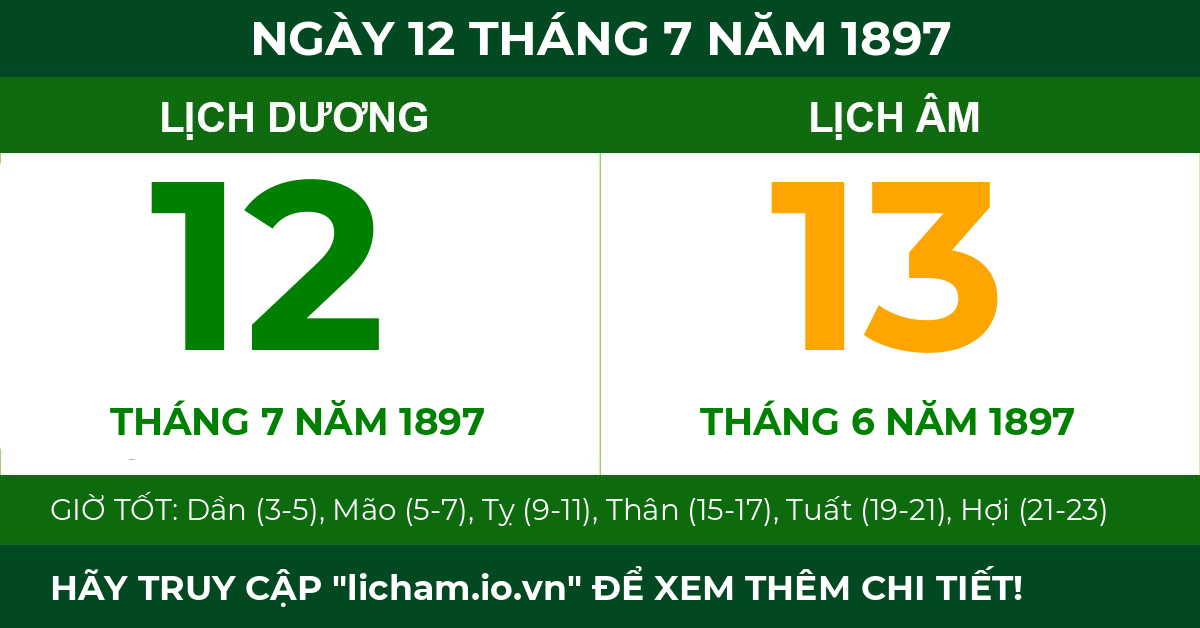 lịch âm ngày 12 tháng 7 năm 1897