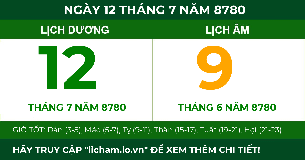 lịch âm ngày 12 tháng 7 năm 8780