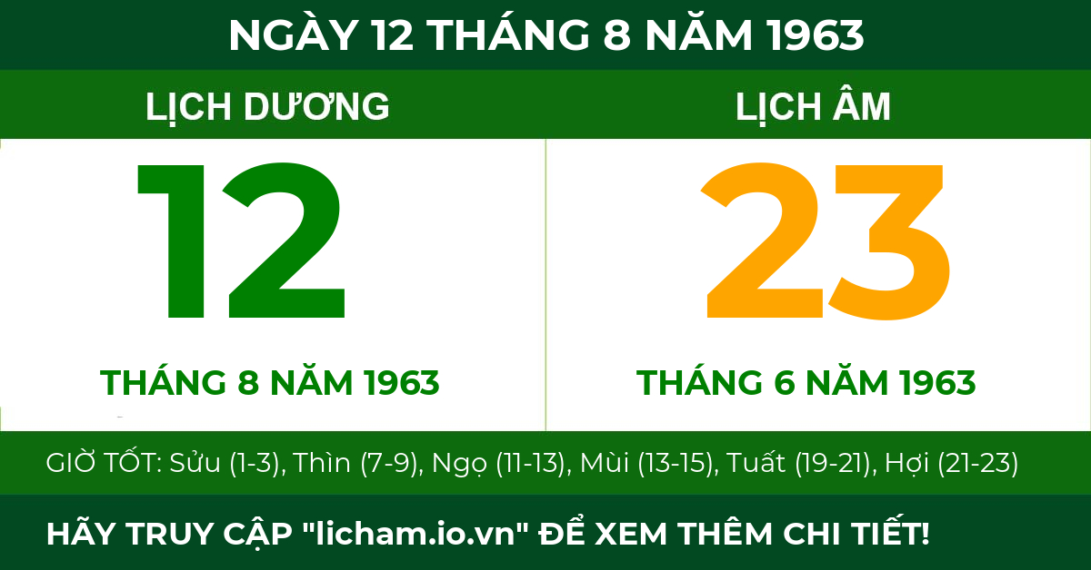 lịch âm ngày 12 tháng 8 năm 1963