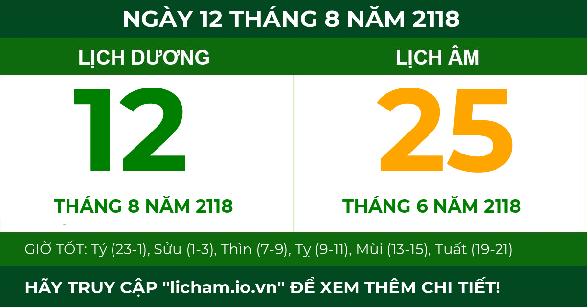 lịch âm ngày 12 tháng 8 năm 2118