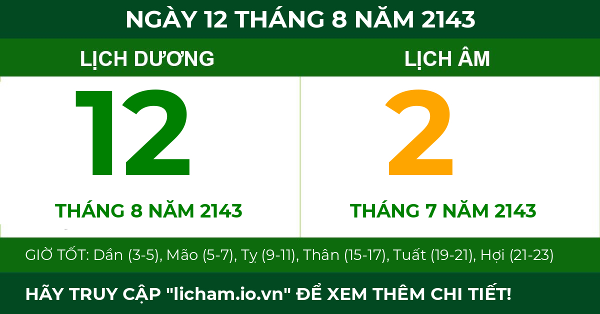 lịch âm ngày 12 tháng 8 năm 2143