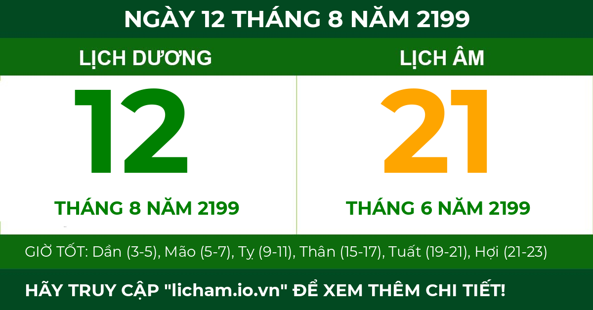 lịch âm ngày 12 tháng 8 năm 2199