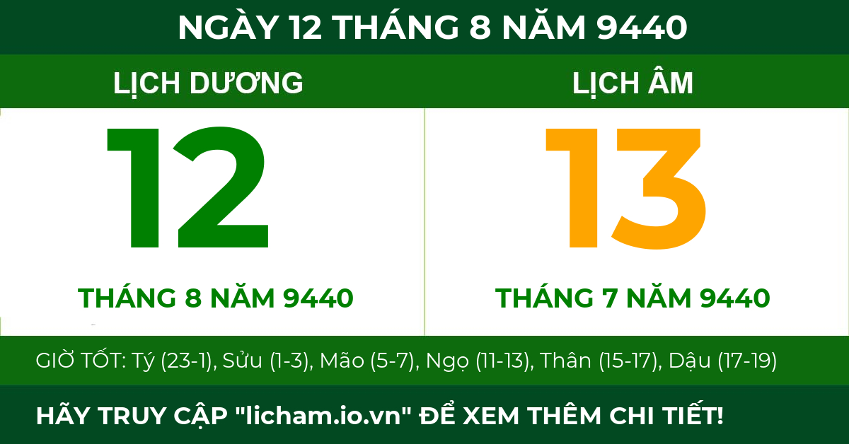 lịch âm ngày 12 tháng 8 năm 9440