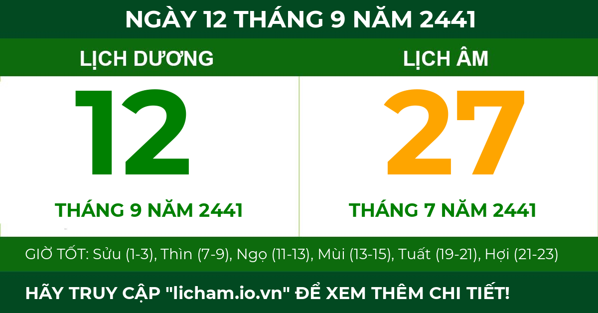 lịch âm ngày 12 tháng 9 năm 2441