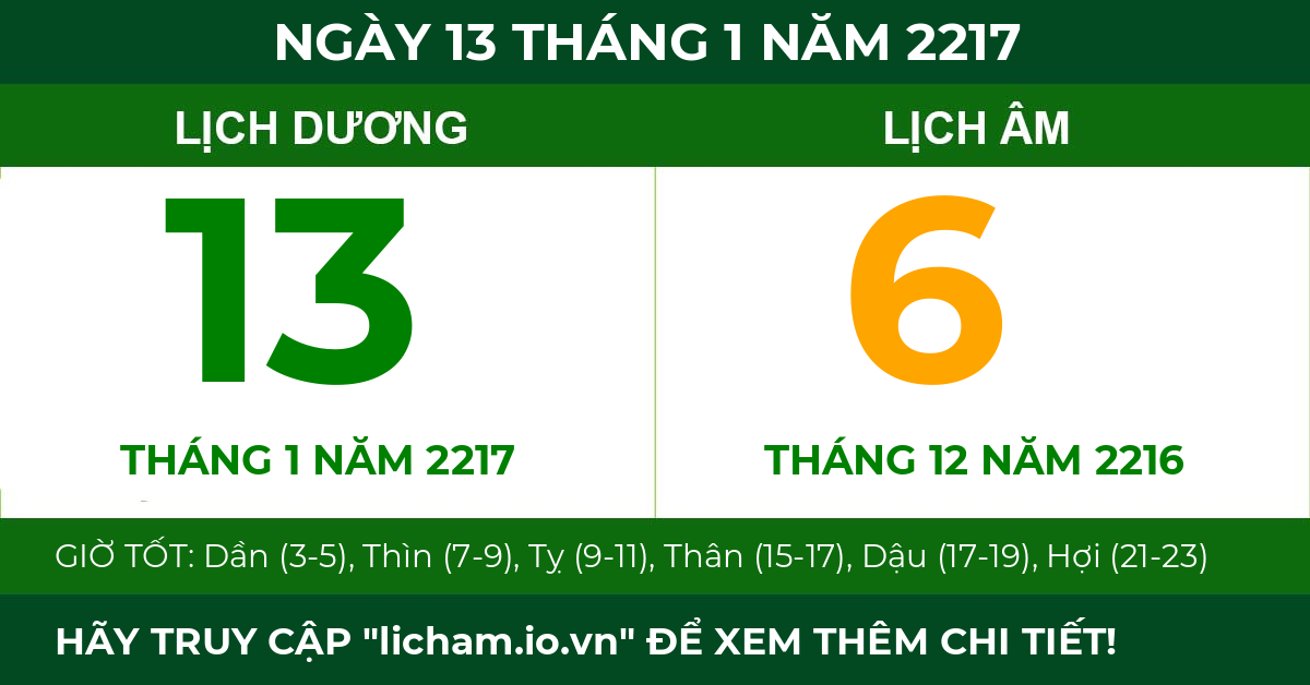 lịch âm ngày 13 tháng 1 năm 2217