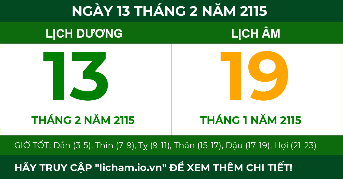 lịch âm ngày 13 tháng 2 năm 2115