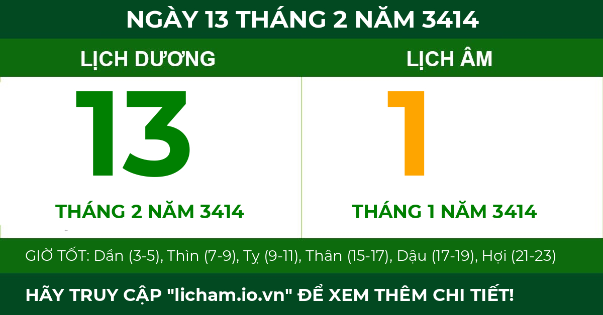 lịch âm ngày 13 tháng 2 năm 3414