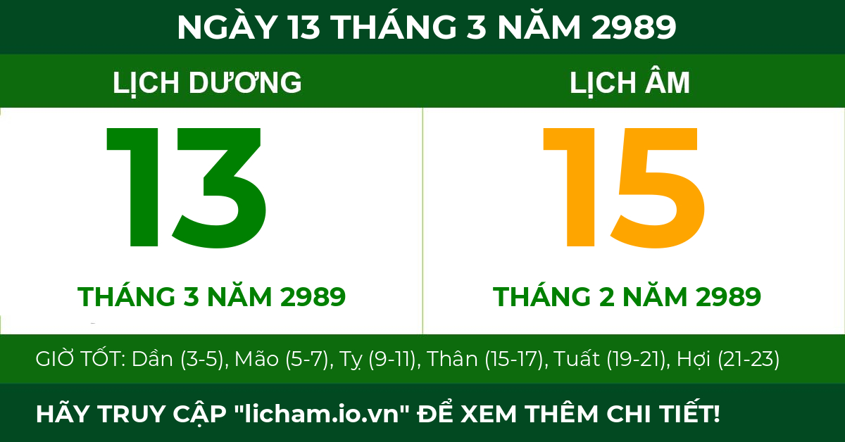 lịch âm ngày 13 tháng 3 năm 2989
