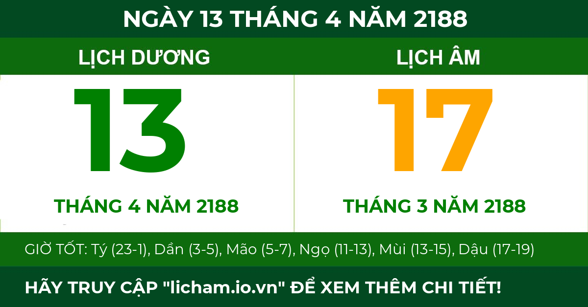 lịch âm ngày 13 tháng 4 năm 2188