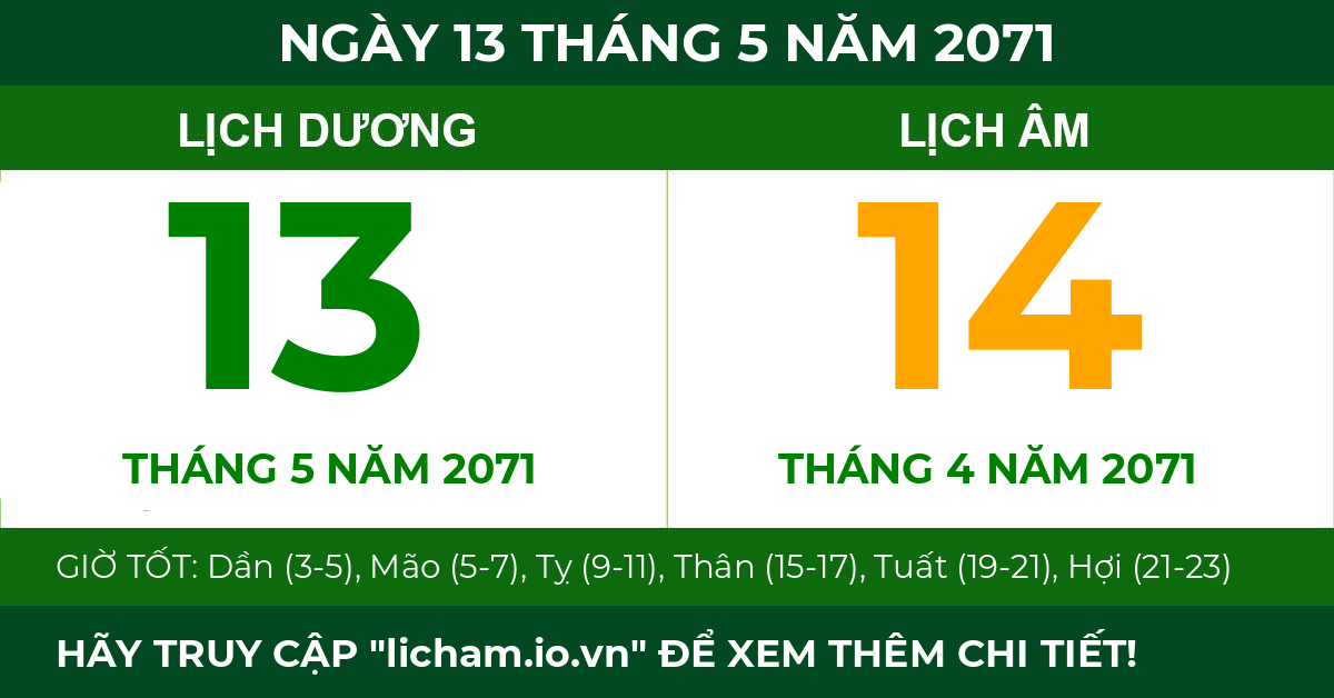 lịch âm ngày 13 tháng 5 năm 2071
