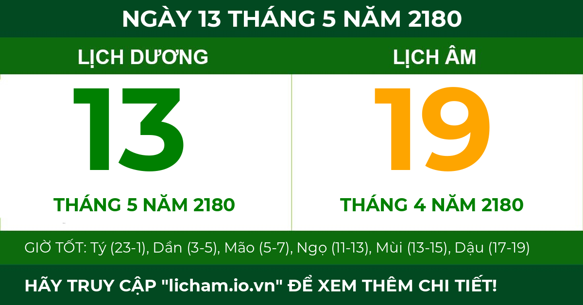 lịch âm ngày 13 tháng 5 năm 2180