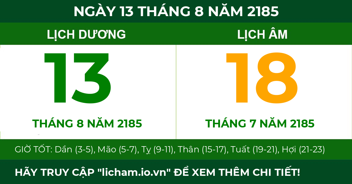lịch âm ngày 13 tháng 8 năm 2185