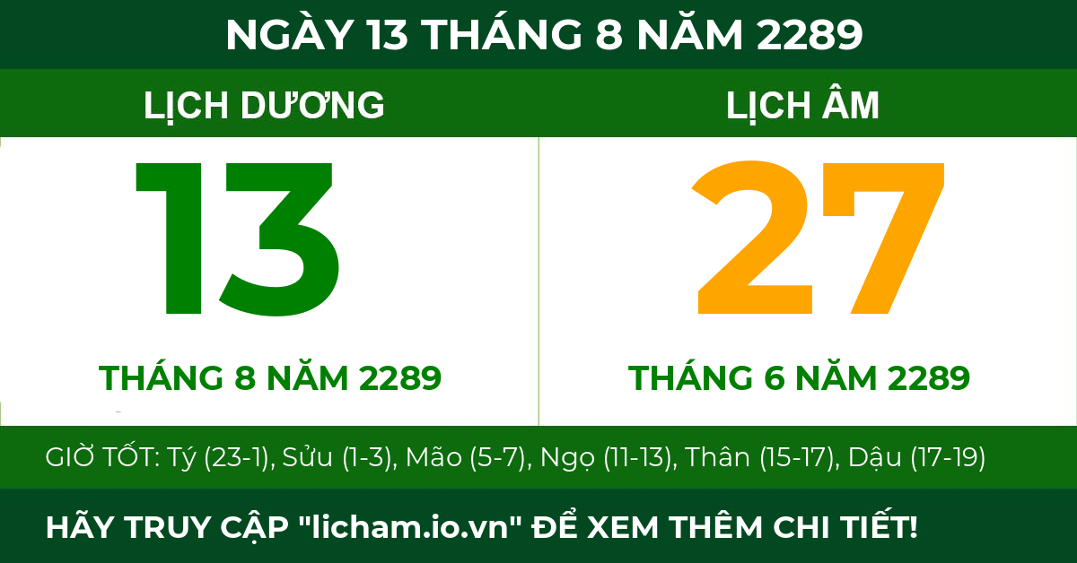 lịch âm ngày 13 tháng 8 năm 2289