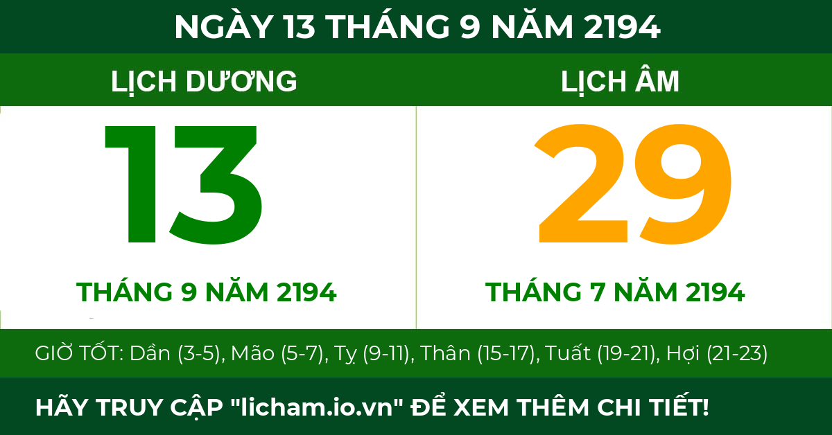 lịch âm ngày 13 tháng 9 năm 2194