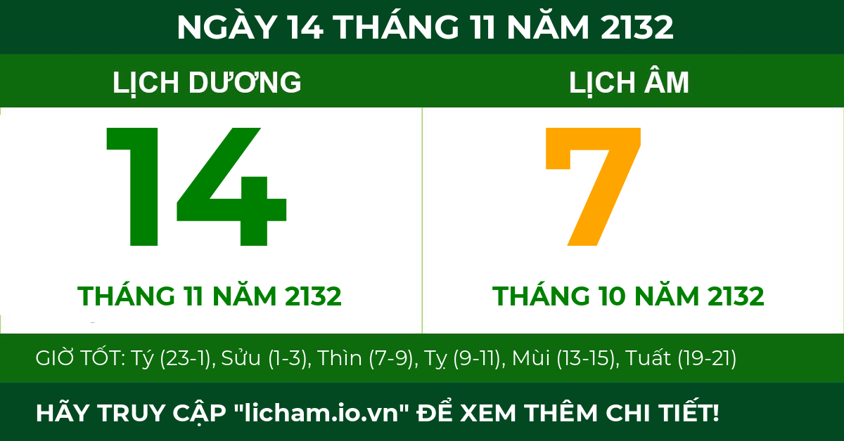 lịch âm ngày 14 tháng 11 năm 2132