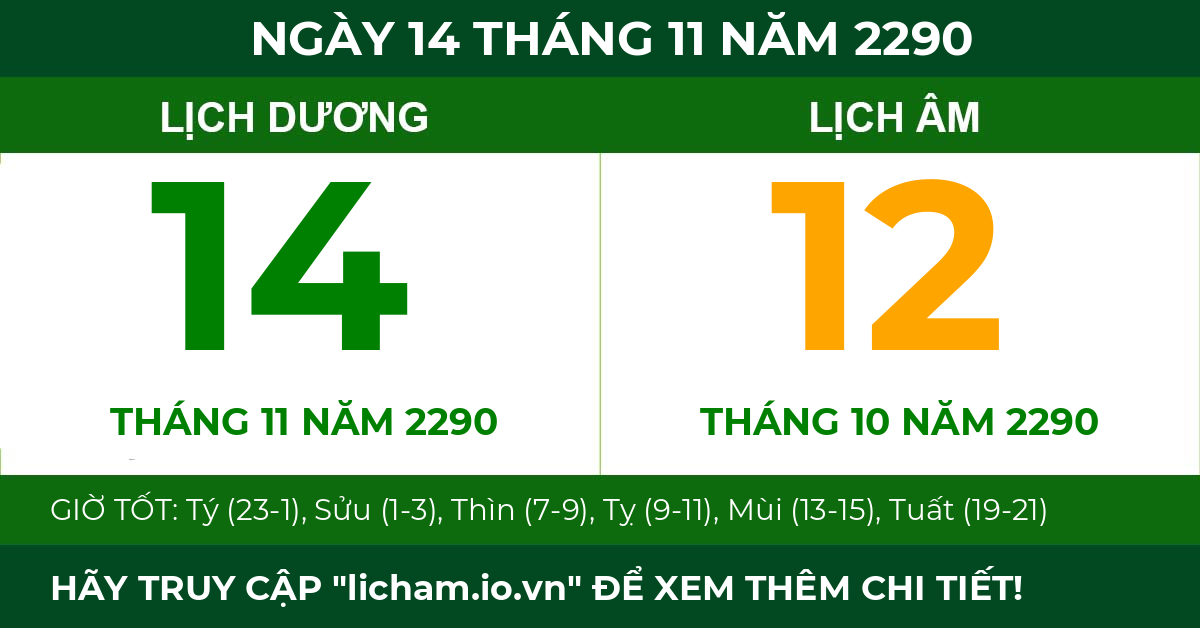 lịch âm ngày 14 tháng 11 năm 2290