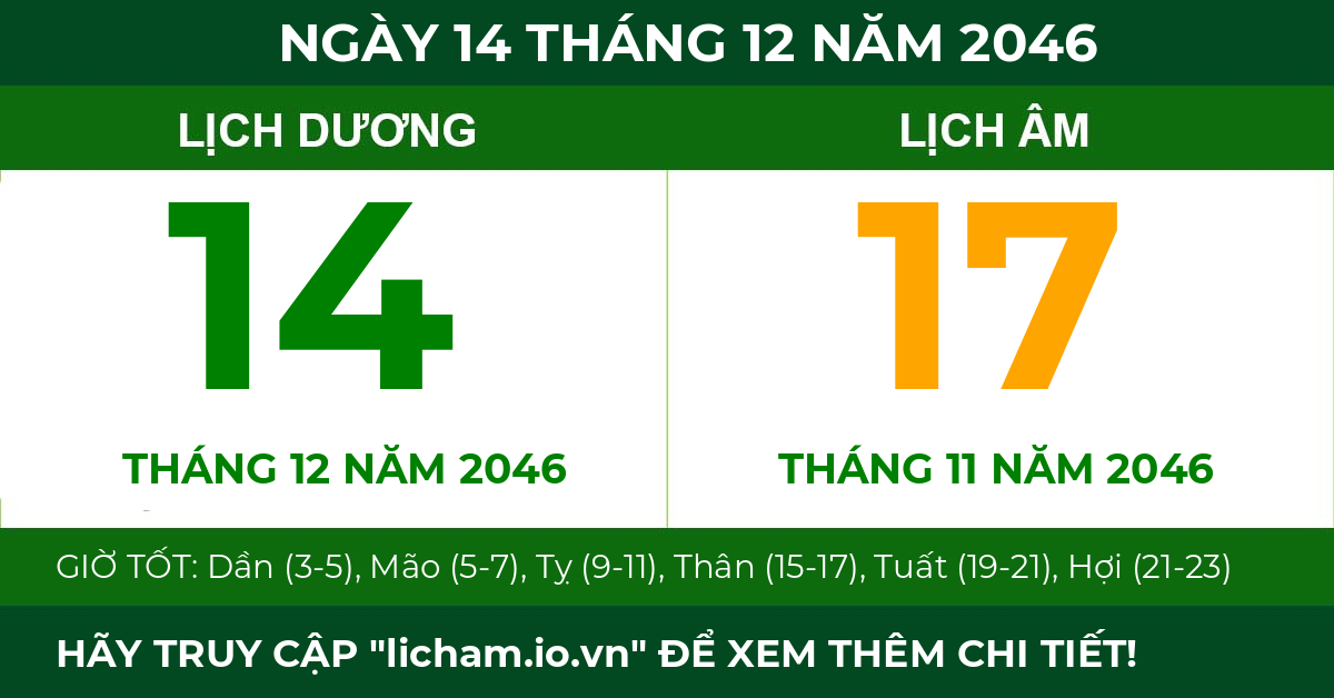 lịch âm ngày 14 tháng 12 năm 2046