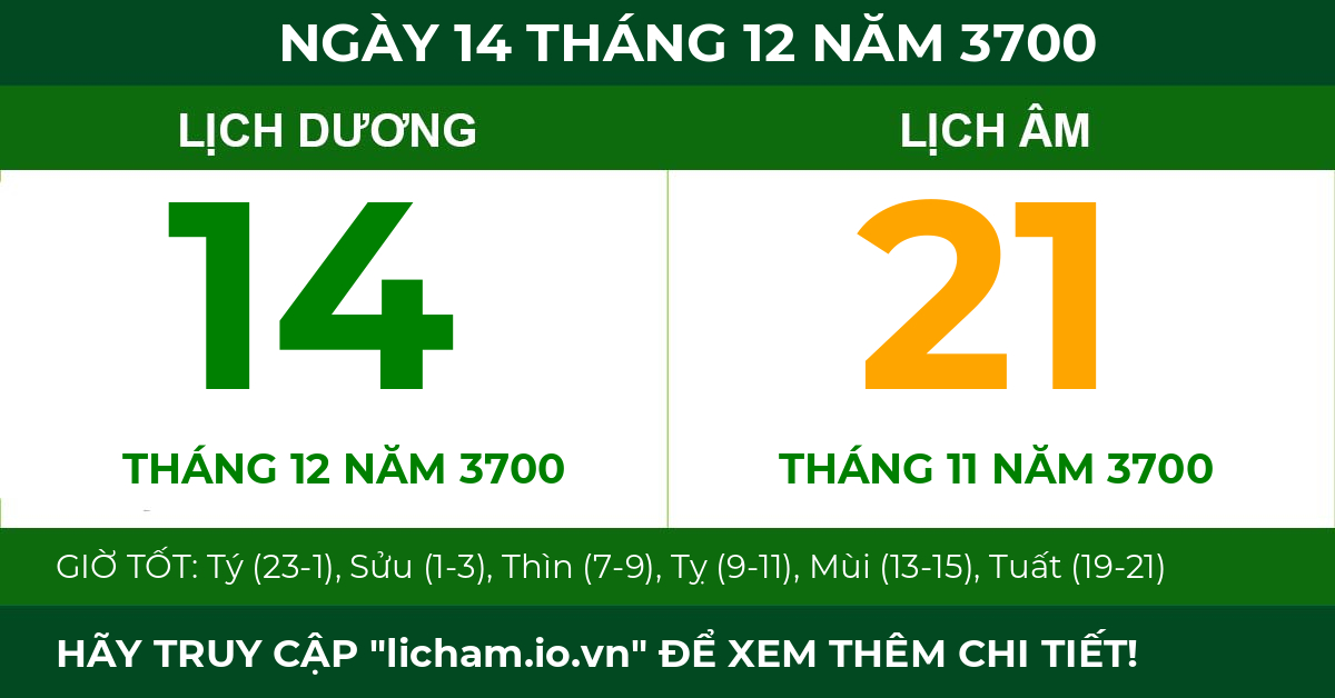 lịch âm ngày 14 tháng 12 năm 3700