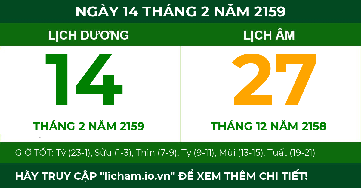 lịch âm ngày 14 tháng 2 năm 2159