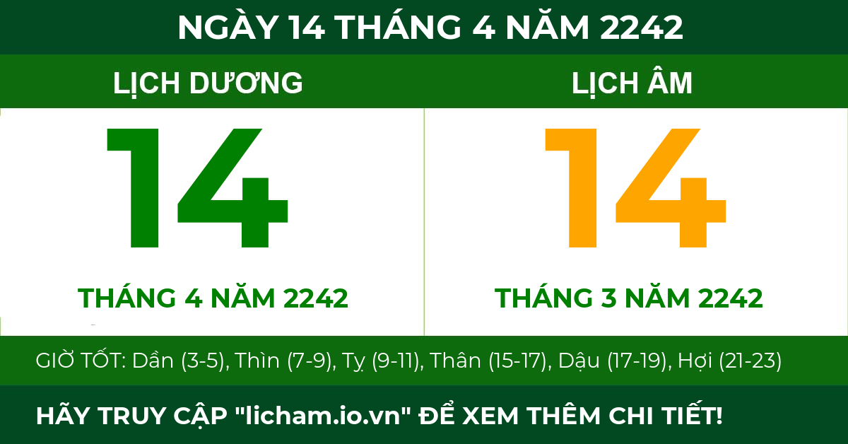 lịch âm ngày 14 tháng 4 năm 2242