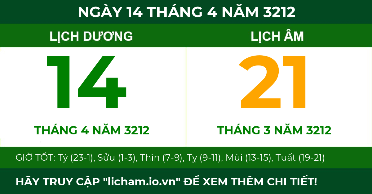 lịch âm ngày 14 tháng 4 năm 3212