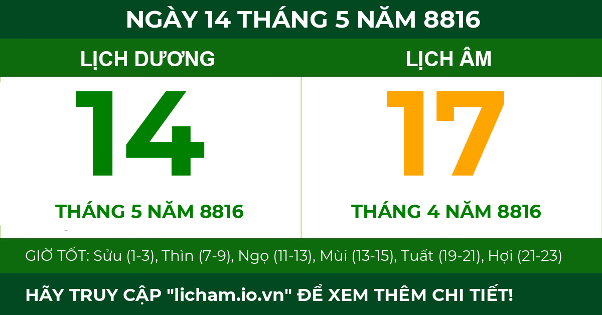 lịch âm ngày 14 tháng 5 năm 8816