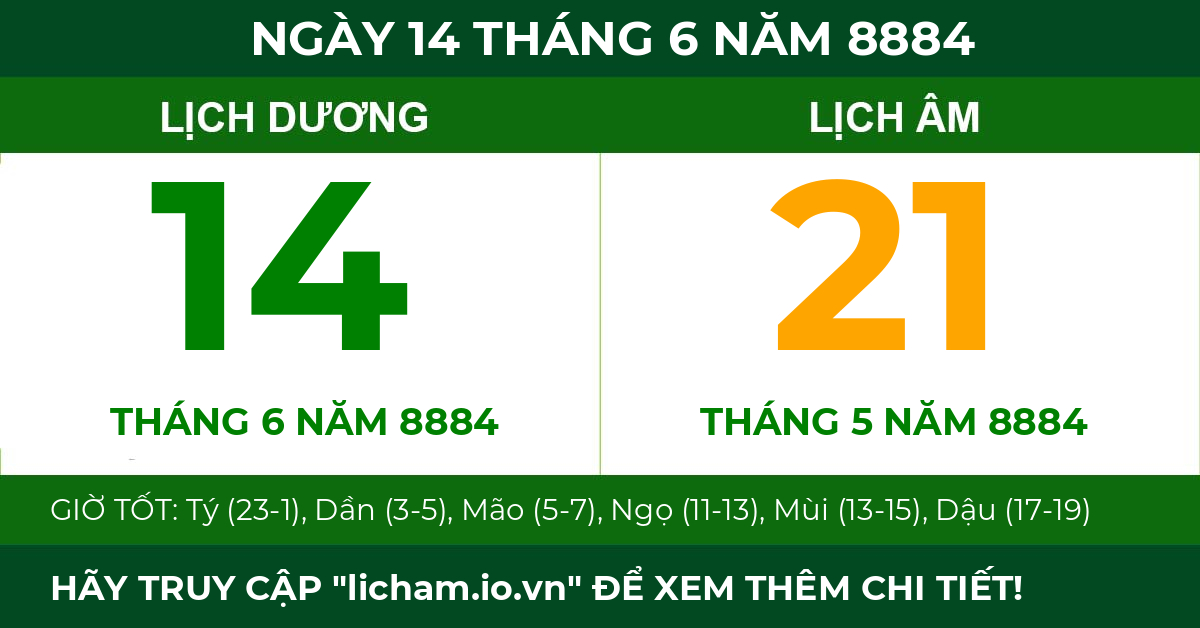 lịch âm ngày 14 tháng 6 năm 8884