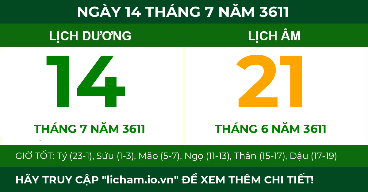 lịch âm ngày 14 tháng 7 năm 3611