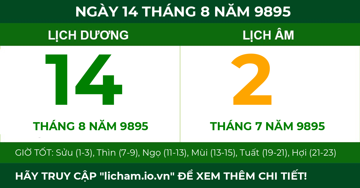 lịch âm ngày 14 tháng 8 năm 9895