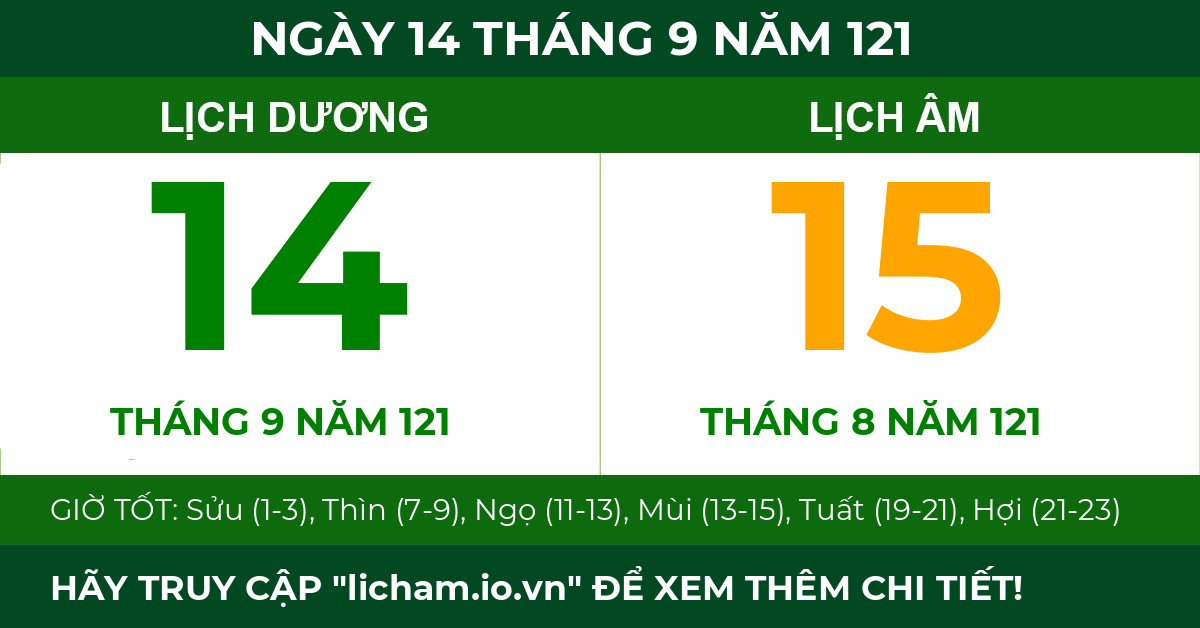 lịch âm ngày 14 tháng 9 năm 121