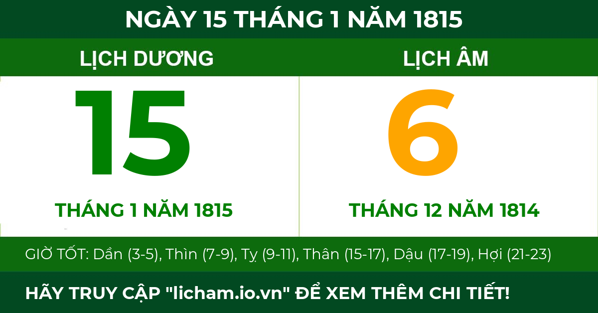 lịch âm ngày 15 tháng 1 năm 1815