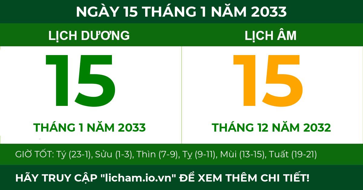 lịch âm ngày 15 tháng 1 năm 2033