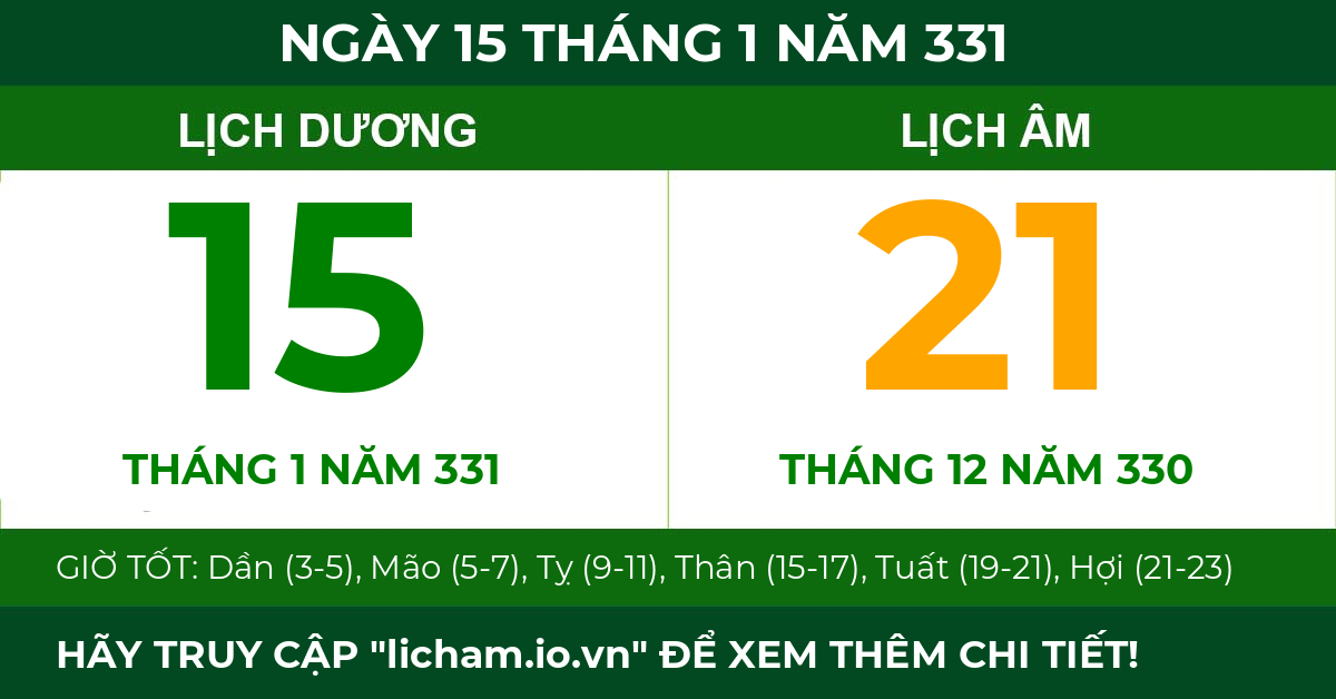 lịch âm ngày 15 tháng 1 năm 331