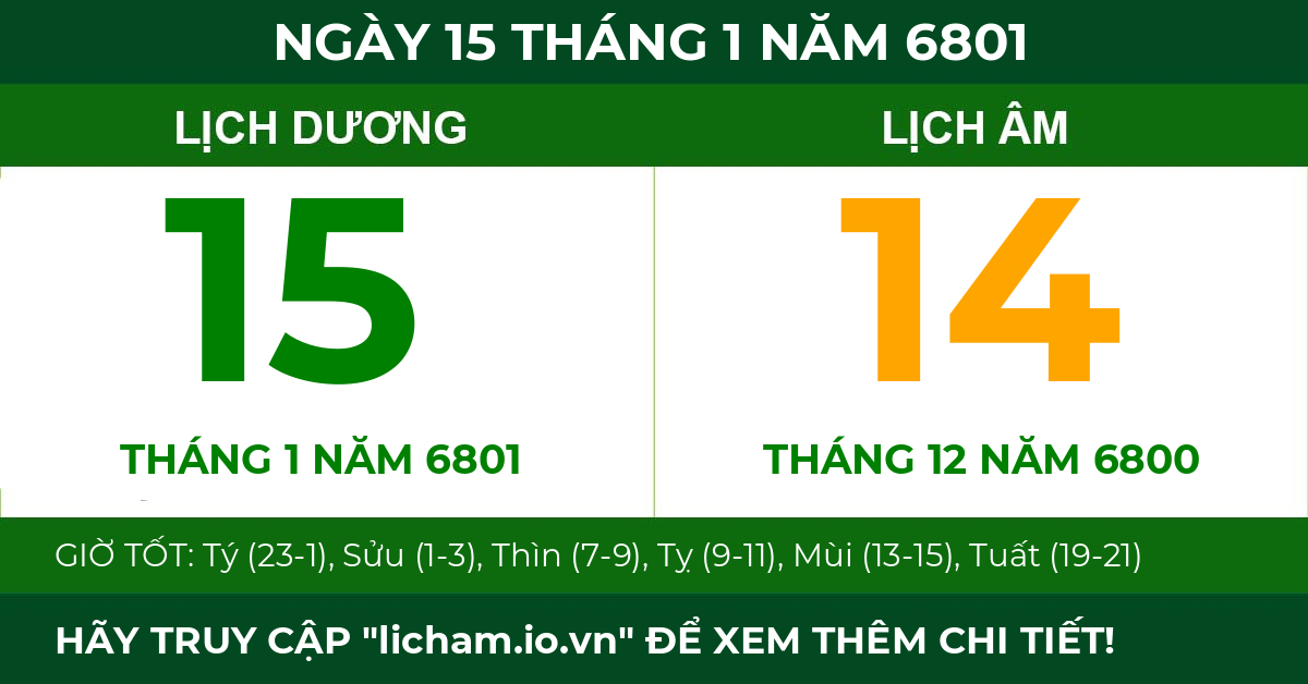 lịch âm ngày 15 tháng 1 năm 6801