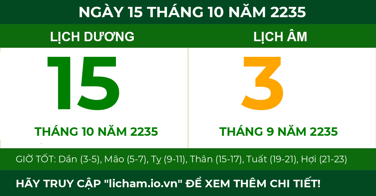 lịch âm ngày 15 tháng 10 năm 2235