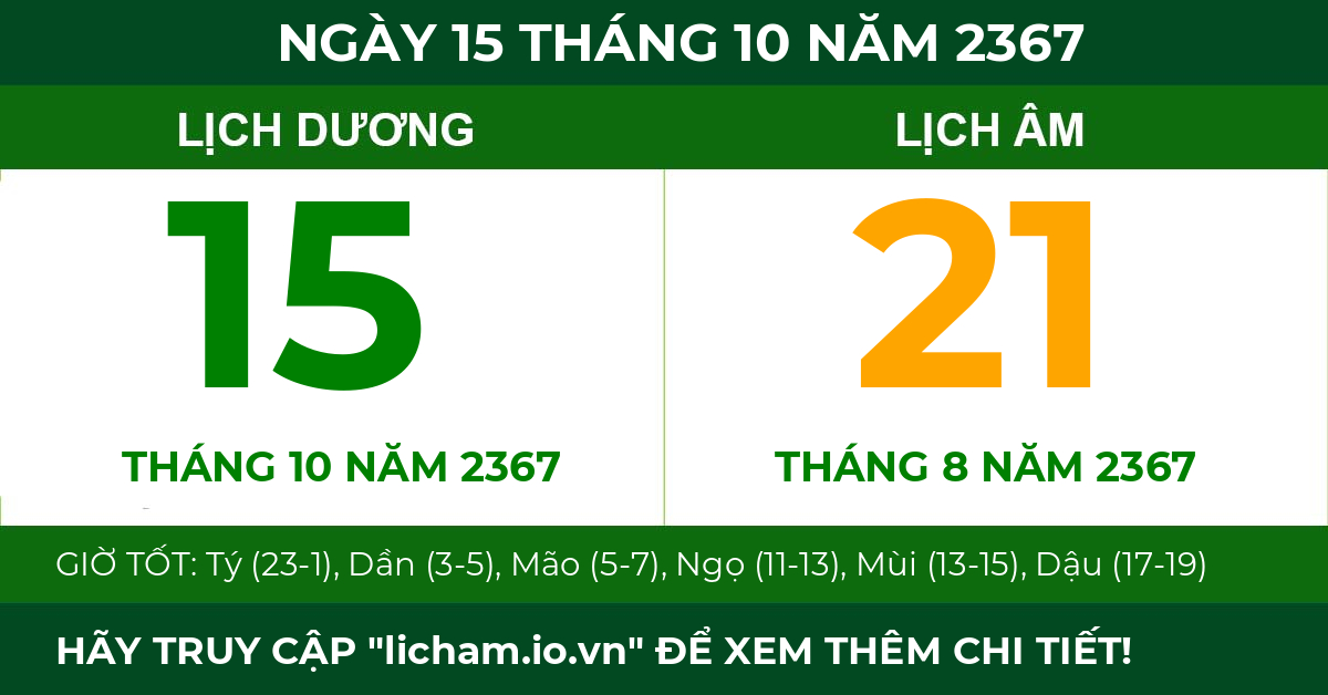 lịch âm ngày 15 tháng 10 năm 2367