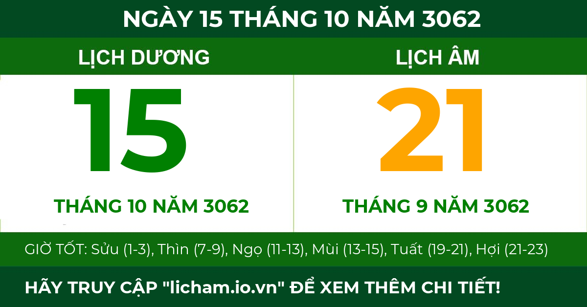 lịch âm ngày 15 tháng 10 năm 3062