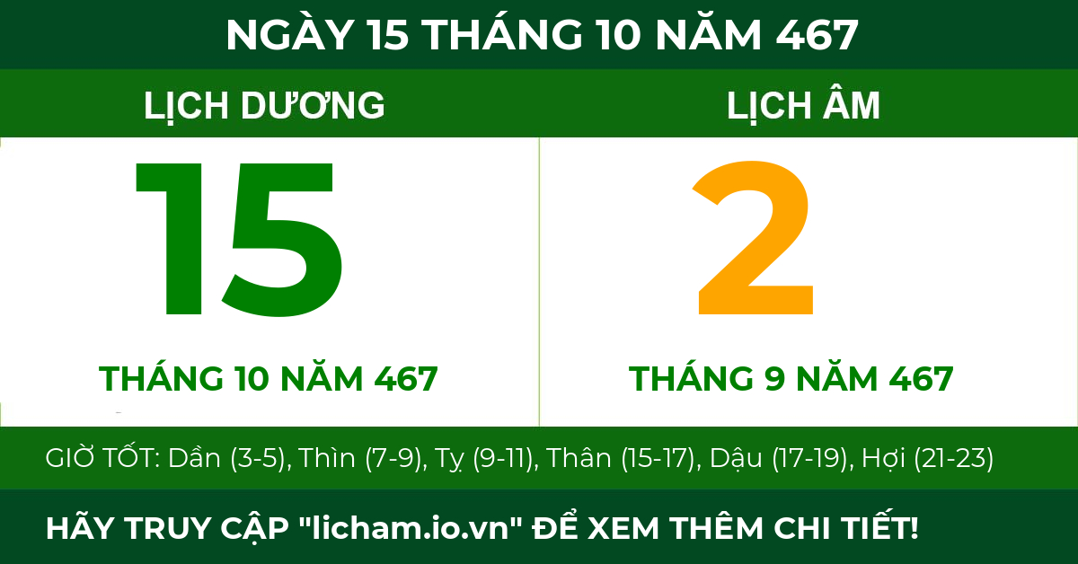 lịch âm ngày 15 tháng 10 năm 467