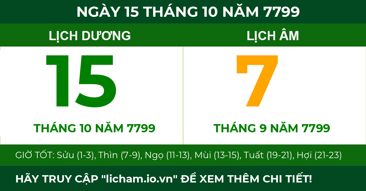 lịch âm ngày 15 tháng 10 năm 7799