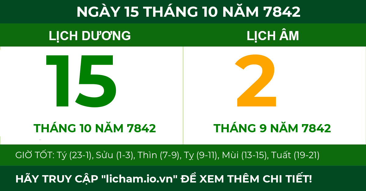 lịch âm ngày 15 tháng 10 năm 7842