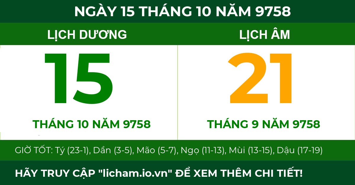 lịch âm ngày 15 tháng 10 năm 9758