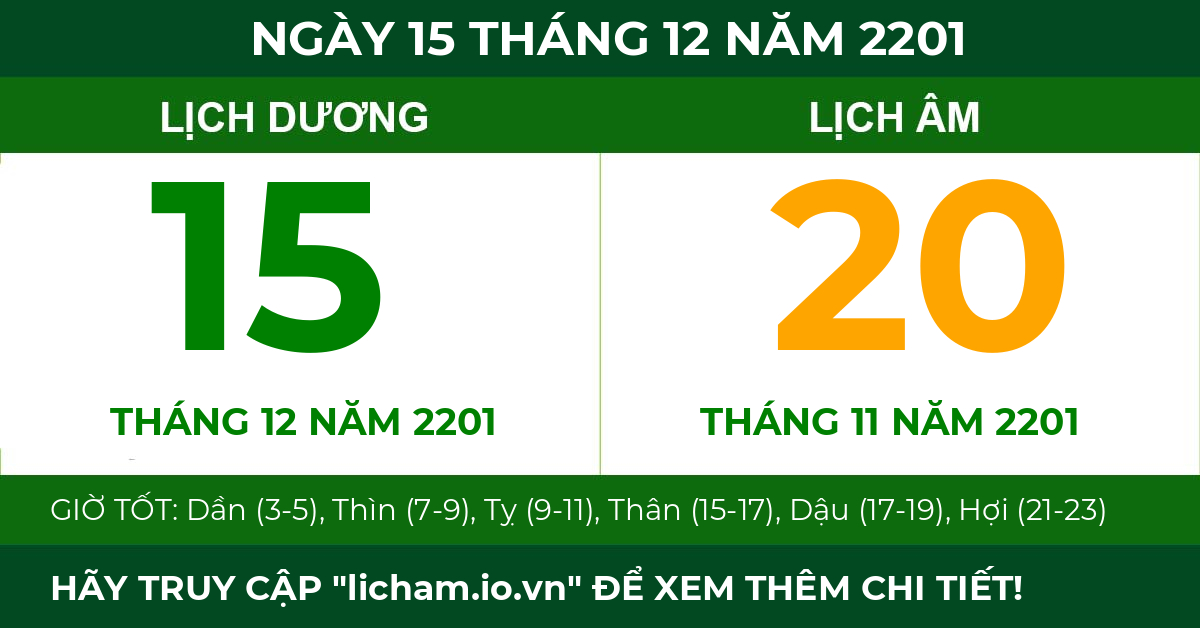 lịch âm ngày 15 tháng 12 năm 2201