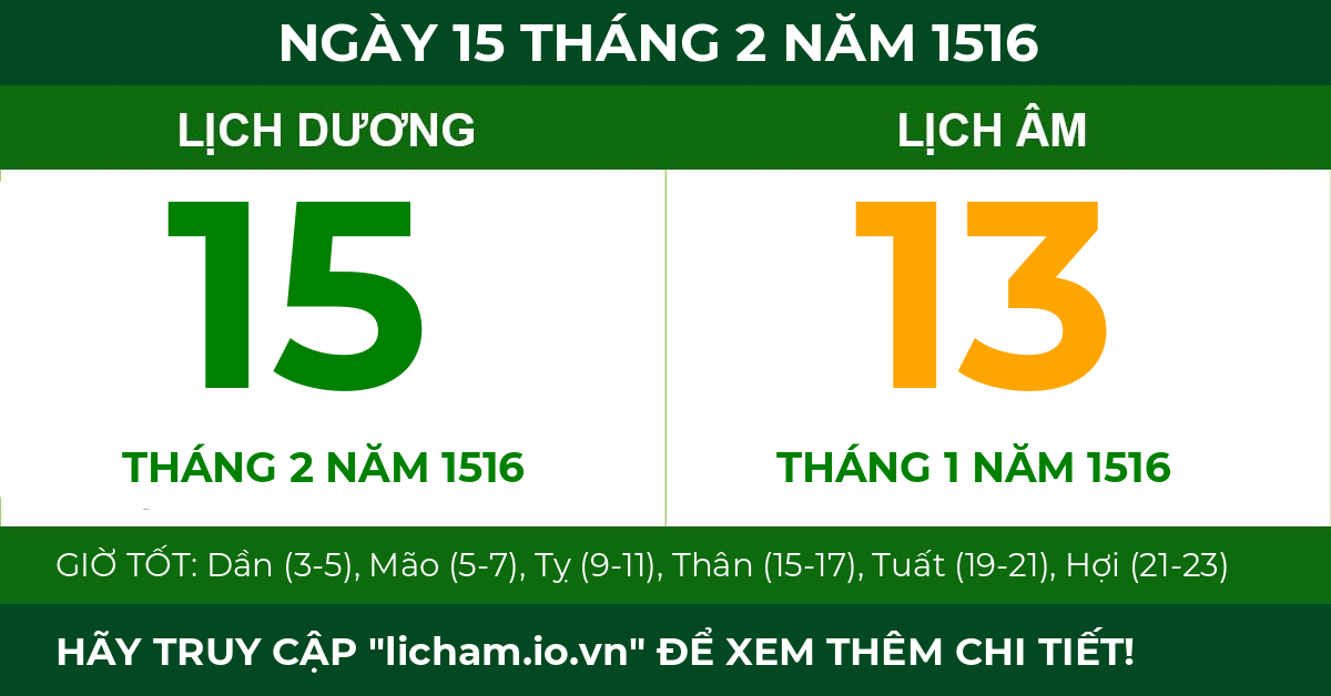 lịch âm ngày 15 tháng 2 năm 1516