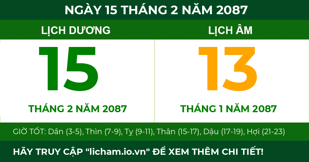 lịch âm ngày 15 tháng 2 năm 2087
