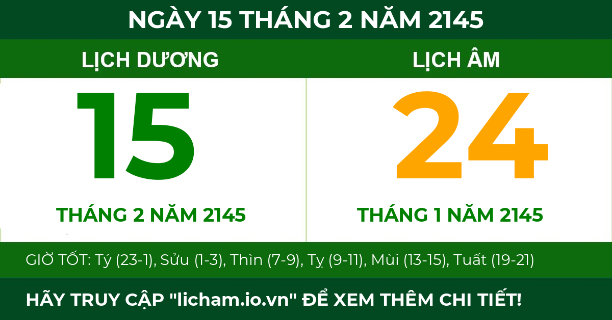lịch âm ngày 15 tháng 2 năm 2145